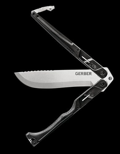 Doubledown Machete SW/PL Butterfly Open 6.75 Inch Black Handle - Quad lock mechanism | 013658155473