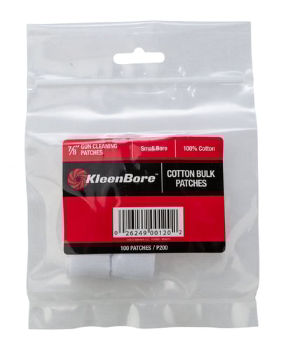 KleenBore Cotton Patches 7/8 Square Small Bore 100/ct  | .2225GA | 026249001202