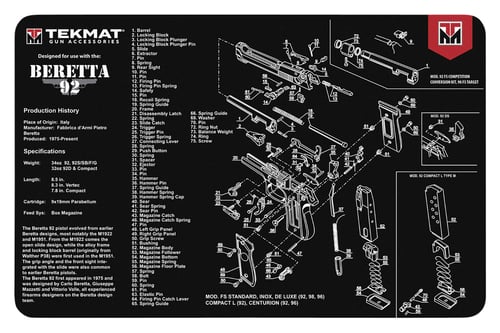 TEKMAT PISTOL MAT BERETTA 92 BLK  | NA | 612409970701