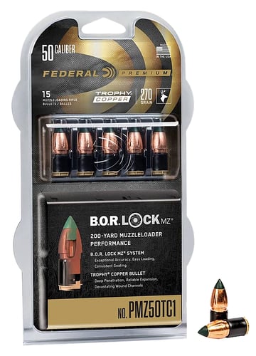 Federal Premium Trophy Copper Muzzleloader Bullets .50 cal 270 gr Poly Tip  15/box | 029465029999