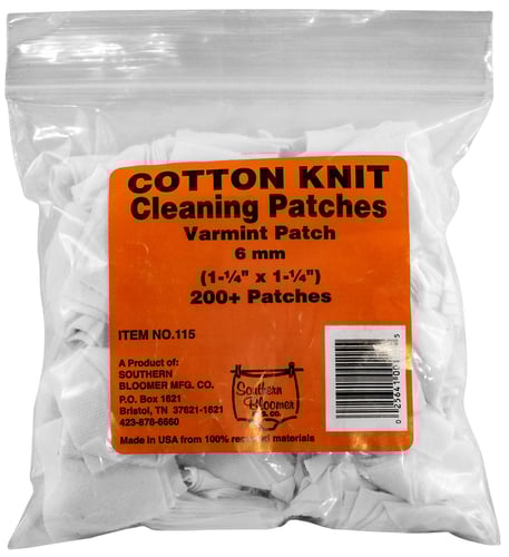 Southern Bloomer 6mm Cleaning Patches 200/Pack  | 6mm | 025641001155