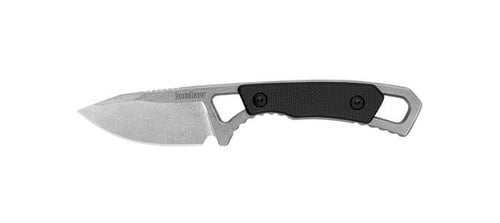 Kershaw Brace-Stonewashed-Plain Edge Full tang construction polypropylene neck sheath w/ adjusted cord webbing slot and tie holes lanyard hole | 087171060859