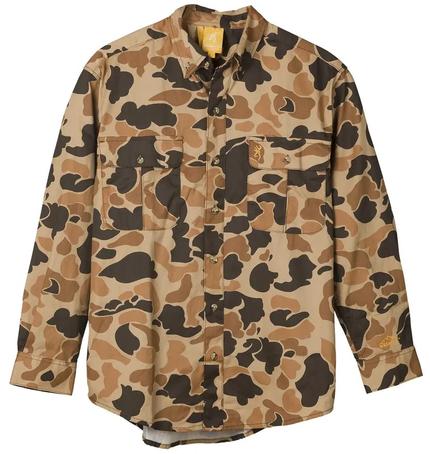 Browning Wasatch-CB Shirt Button-Front 2 Pocket Vintage Tan Camo S | 023614972709