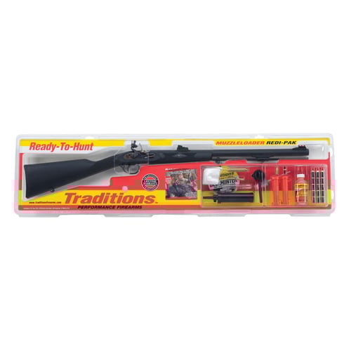 Traditions Deerhunter Flintlock Rifle .50 24 Blued Barrel  Synthetic Stock with Redi-Pak  | .50 BLACKPOWDER | 040589019826